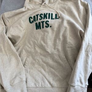 J. Crew Cream Hoodie with Green Accents Men’s xxl